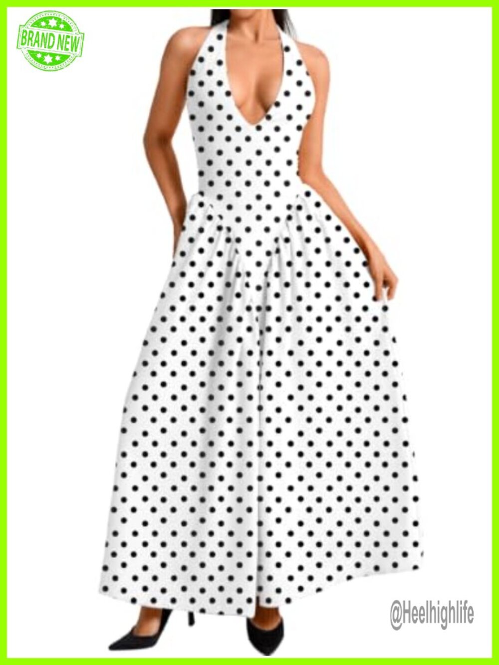 ChiaoLezhee Halter Maxi Dress Deep V Neck Corset Backless Layered
